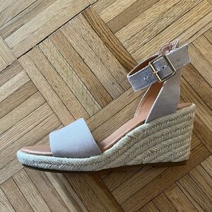 NIB J Crew Factory Canvas Espadrille Wedge Sandals Flax AO024